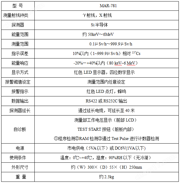 MAR-781普通高量程区域γ监测仪